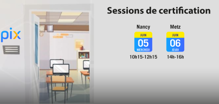 illustration d'une salle de passage de certification et information sur les dates des sessions à Metz et à Nancy
