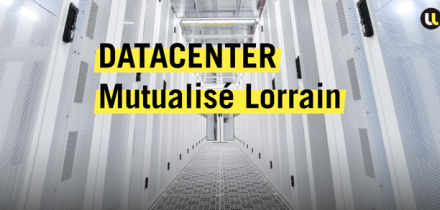 Titre datacenter mutualisé lorrain écrit surune photo de datacentre