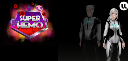 logo et page écran du jeu super hemo