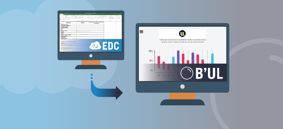 Deux ordinateurs sur lesquels sont affichés les services B'UL et EDC