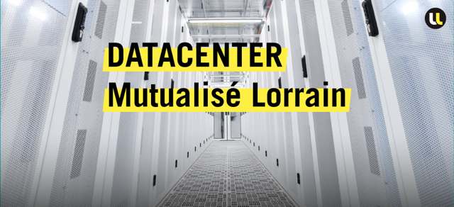 Titre datacenter mutualisé lorrain écrit surune photo de datacentre