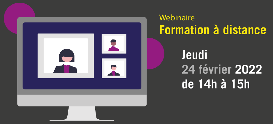 Illustration d'un écran d'ordinateur dans lequel se tient un webinaire