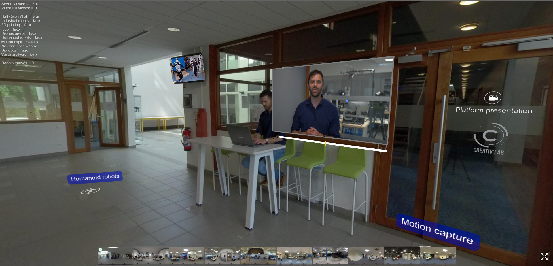 Page d'accueil de la visite virtuelle